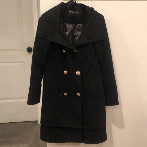 Guess Black & Gold Wool Coat - Picture 1 of 3